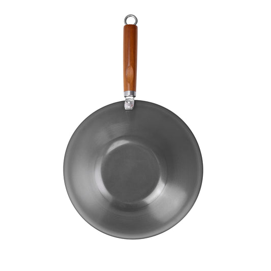 Commercial CHEF 12” Carbon Steel Wok with Wood Handle