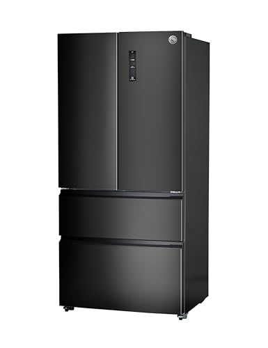 Commercial Cool 18.9 Cu. Ft. French Door Refrigerator, 33 Inch Wide Refrigerator with 2 Bottom Mount Freezer Drawers, Frost Free, LED Lighting, Digital Temperature Control, CCRF1890KB, Black