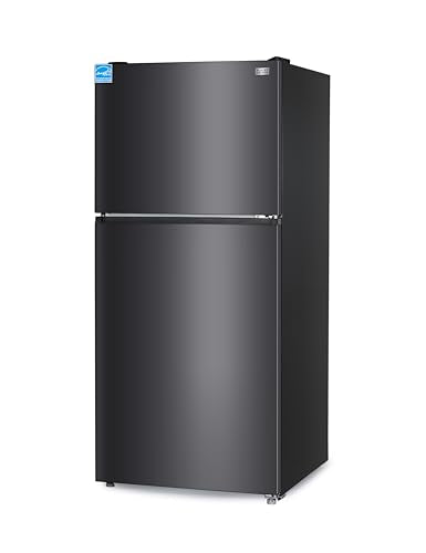 BLACK+DECKER 20.1 Cu. Ft. Top Mount Refrigerator with Freezer, 2 Door Fridge with Top Freezer and Adjustable Temperature Control, Full Size Kitchen Refrigerator, ENERGY STAR, BR2010JB, Black