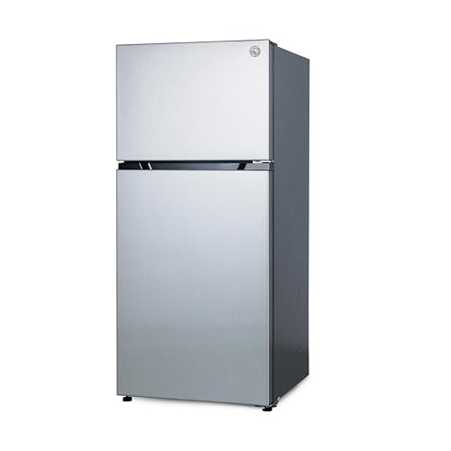 Commercial Cool 18 Cu. Ft. Top Mount Refrigerator with Ice Maker, 2-Door Fridge with Top Freezer, Freezer with Icemaker and Adjustable Temperature Control, Energy Star Certified, Stainless Look