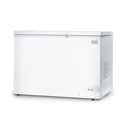 BLACK+DECKER 10 Cu. Ft. Chest Freezer, Deep Freezer with Top Opening, Freezer Chest with 2 Removable Storage Baskets, Mechanical Temperature Control, Manual Defrost, R600a Refrigerant,BCF1000E,White