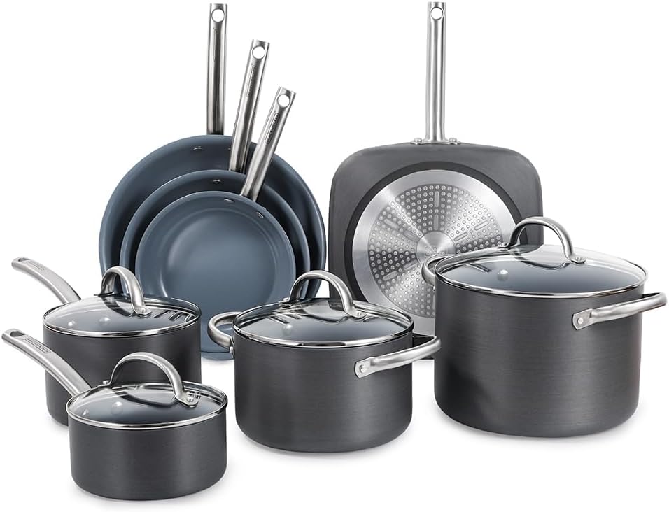 BLACK+DECKER 12 Pc Ceramic Hard Anodized Cookware Set