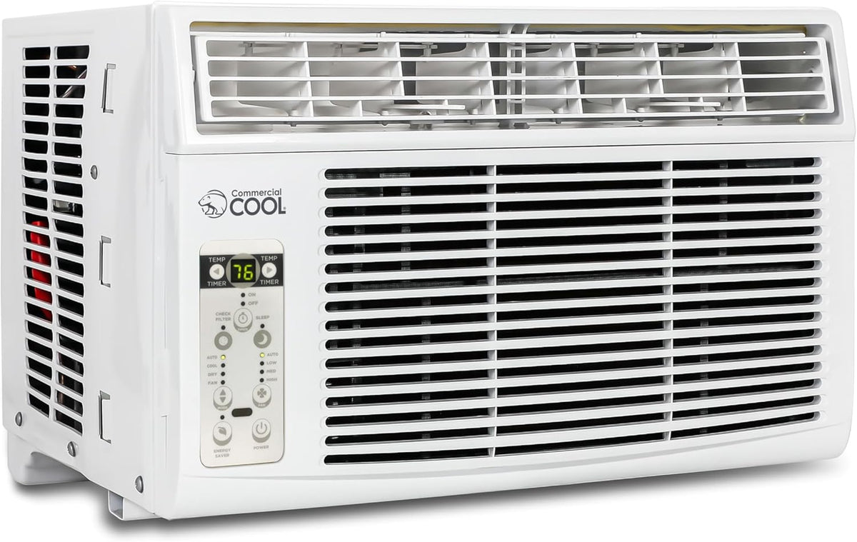 Commercial Cool Window Air Conditioner 8000 BTU, AC Window Unit Cools Up to 350 Square Feet, Window AC Unit with Full Function Remote Control, 3 Cooling Speeds and Fan Only Function, CWAM08W6C, White