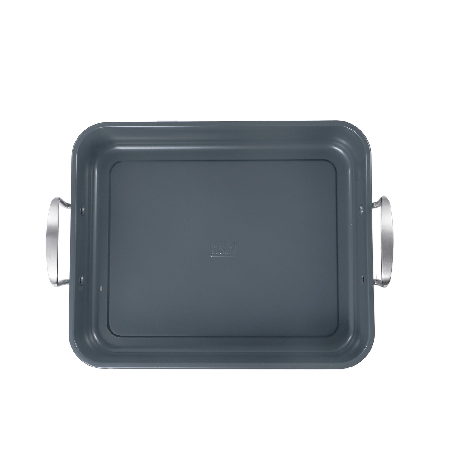 BLACK+DECKER Large Turkey Roasting Pan with Rack, 0.8mm Carbon Steel Baking Pan with Ceramic Non-Stick Coating, Cooking Pan for up to 16 lb. Turkey, U-Shaped Rack Included, Stainless Steel Handles