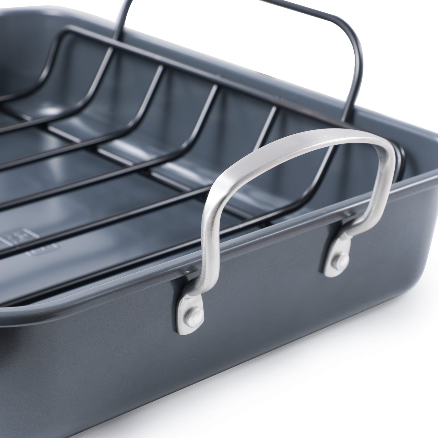 BLACK+DECKER Large Turkey Roasting Pan with Rack, 0.8mm Carbon Steel Baking Pan with Ceramic Non-Stick Coating, Cooking Pan for up to 16 lb. Turkey, U-Shaped Rack Included, Stainless Steel Handles