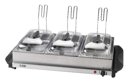 Commercial Chef3 Section Buffet Server / Warming Tray - Stainless