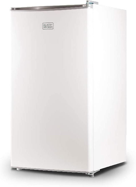 BLACK+DECKER Compact Refrigerator Energy Star Single Door Mini Fridge with Freezer, 3.2 Cubic Feet, White