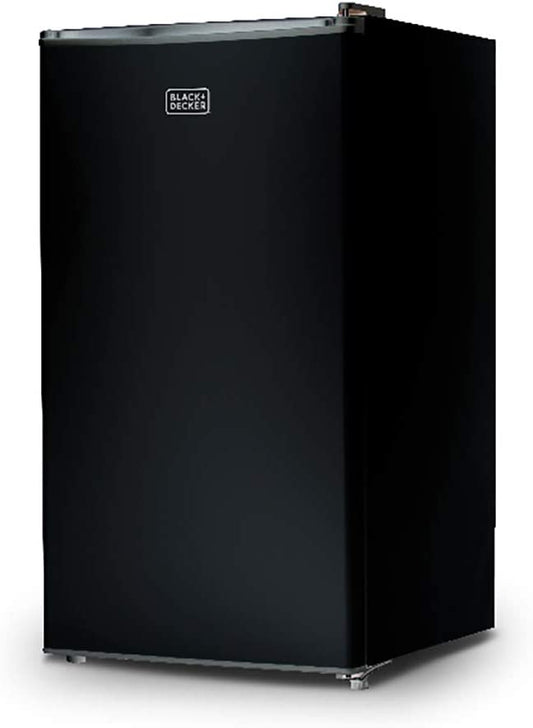 BLACK+DECKER Compact Refrigerator Energy Star Single Door Mini Fridge with Freezer, 3.2 Cubic Feet, Black
