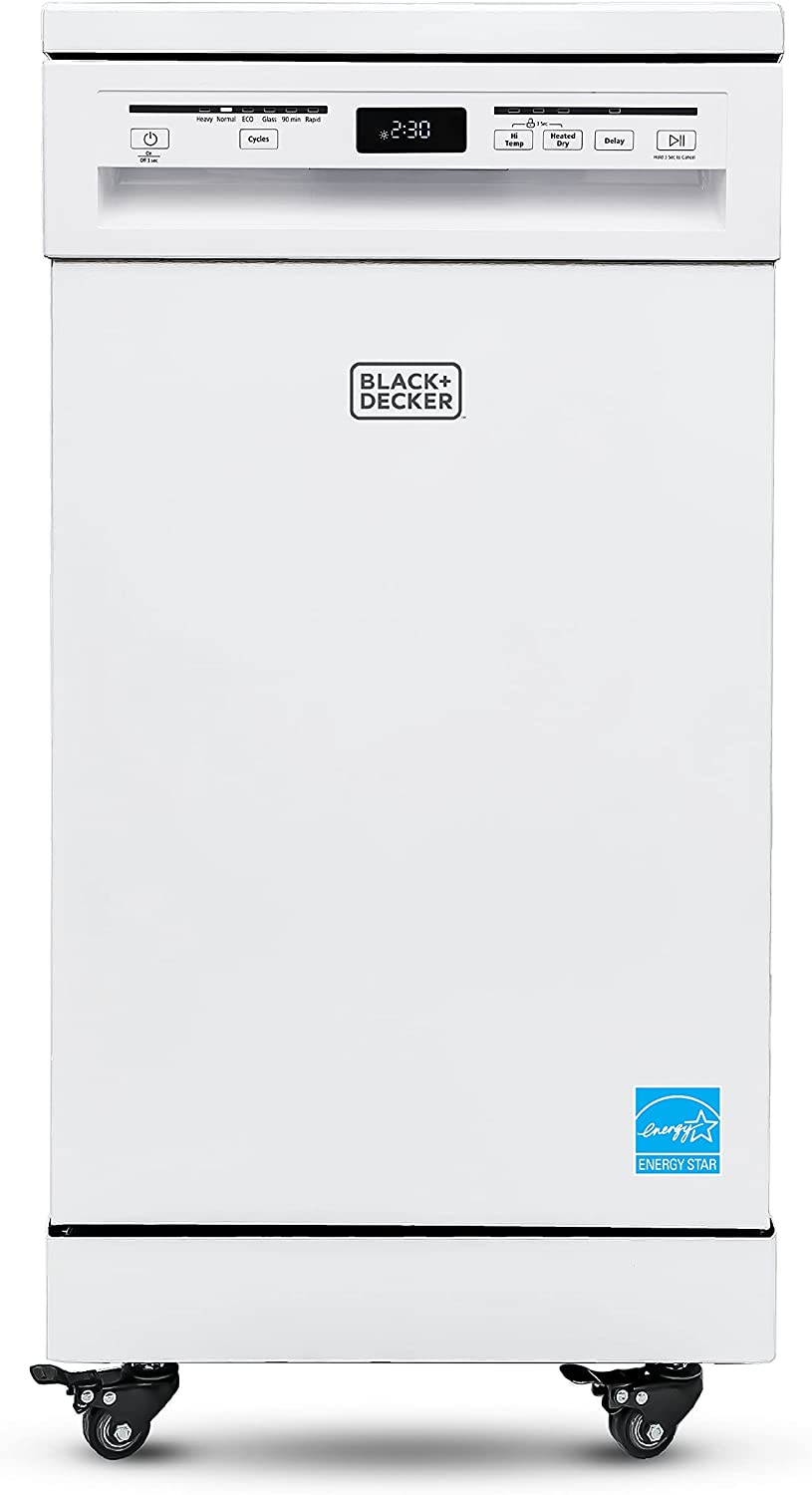 BLACK+DECKER Portable Dishwasher with 8 Place Setting White