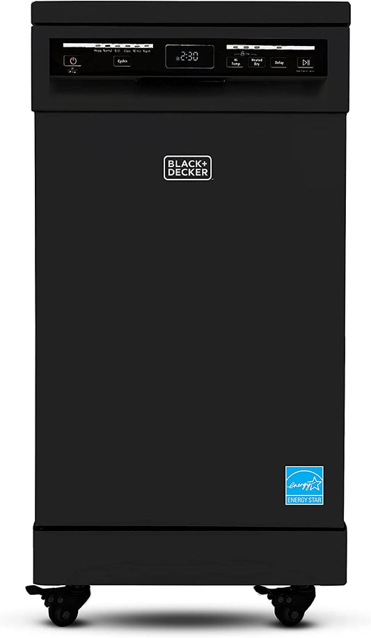BLACK+DECKER Portable Dishwasher with 8 Place Setting Black
