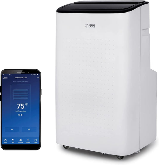 COMMERCIAL COOL 9000 BTU Portable Air Conditioner for 400 Square Feet with 2 Remote Controls Alexa & Wifi Enabled White