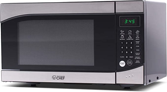 COMMERCIAL CHEF Countertop Microwave Oven 0.9 Cu Ft With Removable Turntable, Stainless