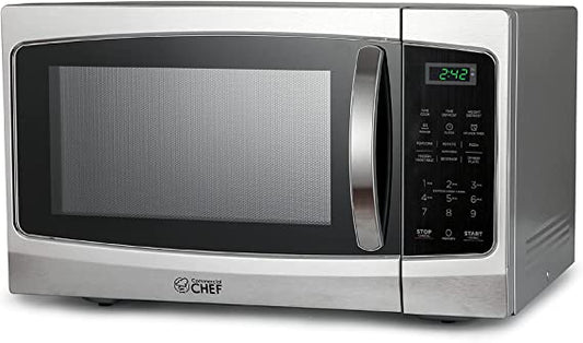 COMMERCIAL CHEF Countertop Microwave Oven 1.3 Cu Ft With Digital Display, Stainless