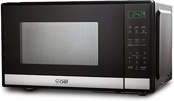 COMMERCIAL CHEF Countertop Microwave Oven 0.9 Cu Ft With Digital Display, Stainless