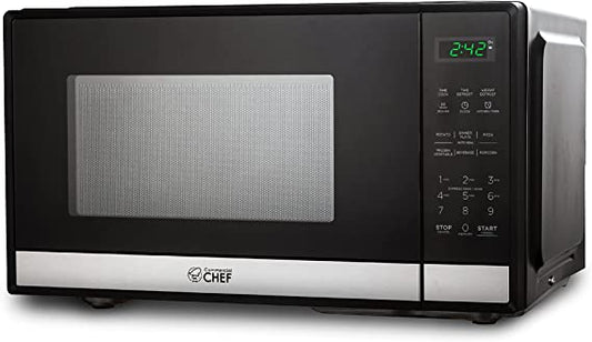 COMMERCIAL CHEF Countertop Microwave Oven 0.9 Cu Ft With Digital Display, Stainless