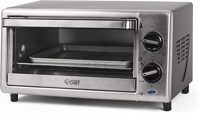 Commercial Chef Toaster Oven, 0.4 Cubic Feet, Stainless Steel