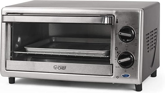 Commercial Chef Toaster Oven, 0.4 Cubic Feet, Stainless Steel