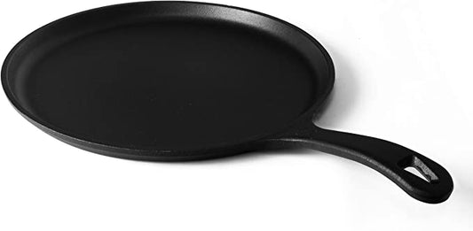 COMMERCIAL CHEF 10.5 Inch Preseasoned Cast Iron Round Griddle Pan