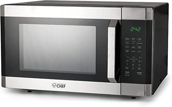 COMMERCIAL CHEF Countertop Microwave Oven 1.6 Cu Ft With Digital Display, Stainless