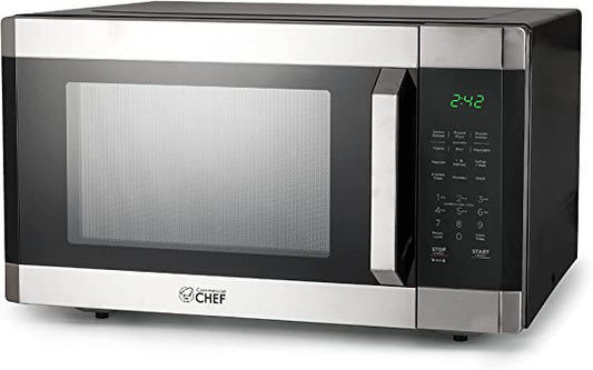 COMMERCIAL CHEF Countertop Microwave Oven 1.6 Cu Ft With Digital Display, Stainless