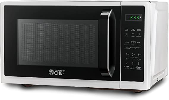 COMMERCIAL CHEF Countertop Microwave Oven 0.9 Cu Ft With Digital Display, White
