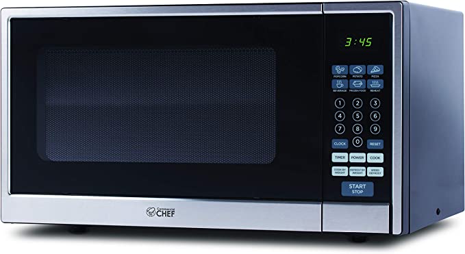 COMMERCIAL CHEF Countertop Microwave Oven 1.1 Cu Ft With Removable Turntable, Stainless