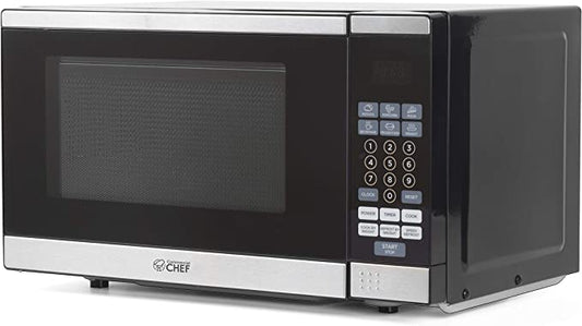 COMMERCIAL CHEF Countertop Microwave Oven 0.7 Cu Ft With Removable Turntable, Stainless