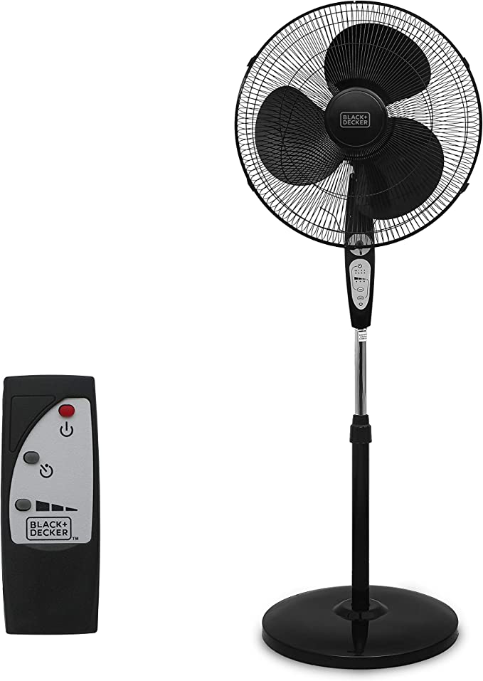 BLACK+DECKER 18" Stand Fan with Remote, Black