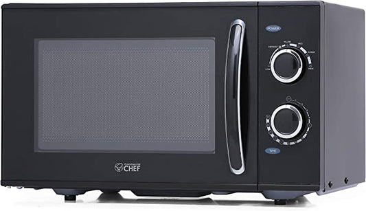 COMMERCIAL CHEF Countertop Microwave Oven 0.9 Cu Ft With Rotary Control, Black
