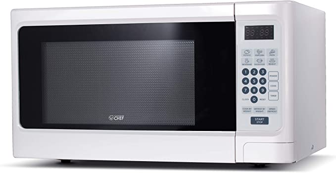 COMMERCIAL CHEF Countertop Microwave Oven 1.1 Cu Ft With Removable Turntable, White