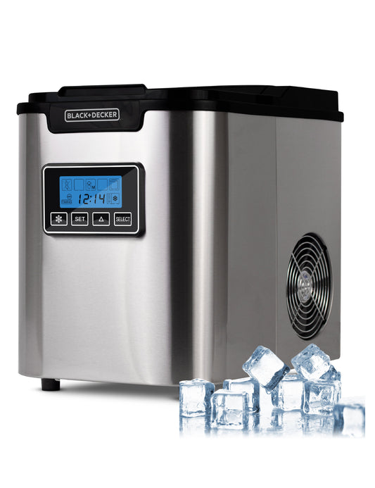 BLACK+DECKER Capacity Ice Maker 26 lb. with Ice Basket and Scoop, Silver