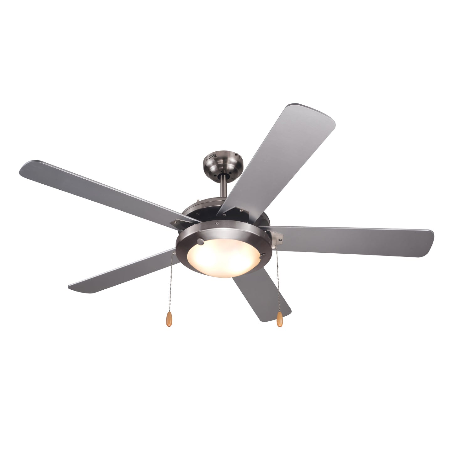 COMMERCIAL COOL Ceiling Fan 52" with 4 Plywood Blades for 350 Sq. Ft., Silver