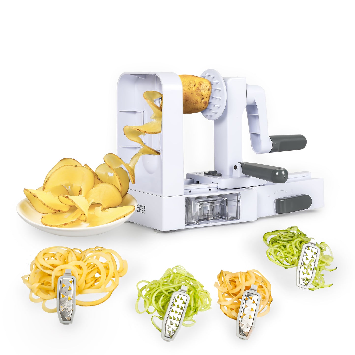 COMMERCIAL CHEF Vegetable Spiralizer Zucchini Zoodle Noodles Maker Set with Four Blades
