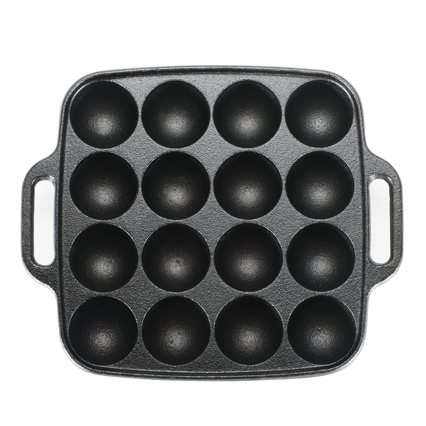 Commercial CHEF Cast Iron Cookware Aebleskiver Pan with 16 Cake Pop Mold Openings, Cast Iron Donut Pan for Baking with Handles, Enameled Cast Iron with Even Heat Retention