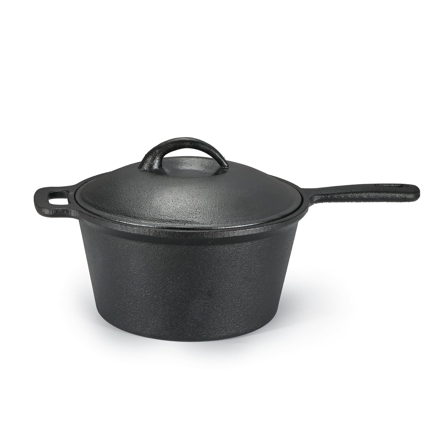 COMMERCIAL CHEF Pre-Seasoned Cast Iron 2.0 Qt Saucepan with Lid, Black