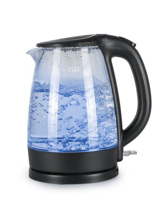 COMMERCIAL CHEF Cordless Glass Kettle 1.7L 1500W, Black