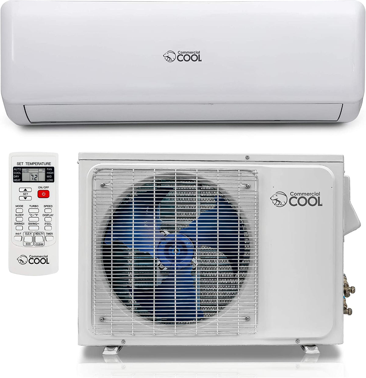 Commercial Cool 18,000 BTU 17 SEER Ductless Mini Split Air Conditioner with Heat, No HVAC Installer Required, 220V, CSAH1820AC, White