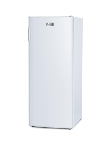 BLACK+DECKER 8.5 Cu. Ft. Upright Freezer, Stand Up Freezer with Mechanical Temperature Control, Freezer Upright with 3 Shelves and 4 Door Bins, Manual Defrost, R600a Refrigerant, BUF850LW, White
