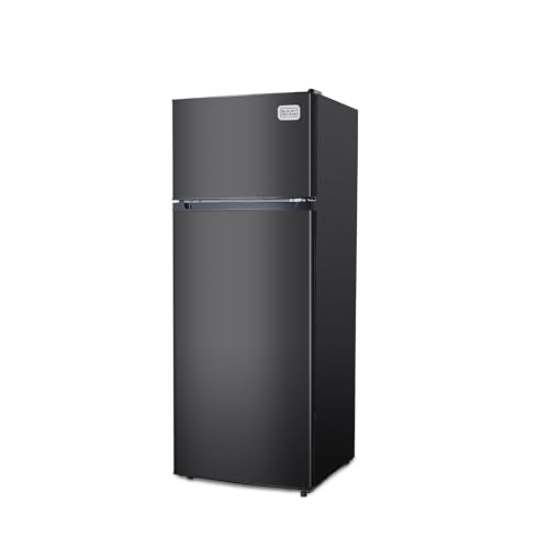 BLACK+DECKER 7.7 Cu. Ft. Top Mount Refrigerator with Freezer, 2 Door Fridge with Top Freezer and Mechanical Temperature Control, For Homes and Apartments, BDA77LAB, Black