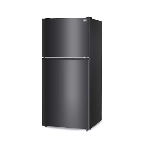 BLACK+DECKER 20.1 Cu. Ft. Top Mount Refrigerator with Ice Maker, 2-Door Refrigerator with Top Freezer, Freezer with Icemaker and Adjustable Temperature Control, ENERGY STAR, BR2010JIMB, Black