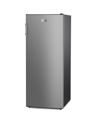 BLACK+DECKER 8.5 Cu. Ft. Upright Freezer, Stand Up Freezer with Mechanical Temperature Control,Freezer with 3 Shelves and 4 Door Bins, Manual Defrost,R600a Refrigerant, BUF850LS,Stainless Steel Look