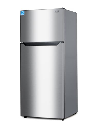 BLACK+DECKER 14.6 Cu. Ft. Top Mount Refrigerator with Freezer, 2 Door Refrigerator with Top Freezer and Adjustable Temperature Control, ENERGY STAR, BR1460HS, Stainless Steel Look