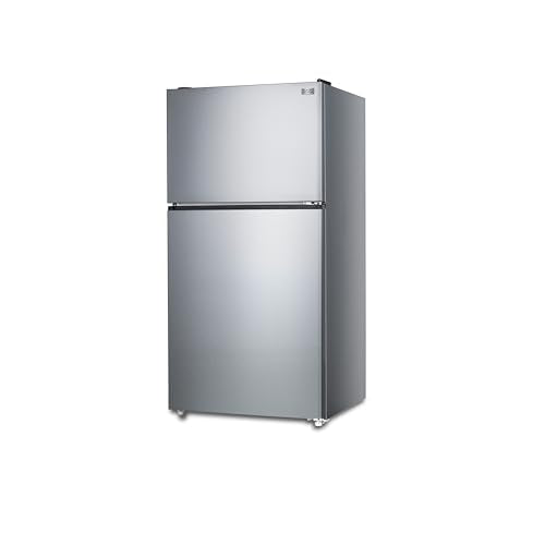 BLACK+DECKER 24 Cu. Ft. Top Mount Refrigerator with Ice Maker, 2-Door Refrigerator with Top Freezer, Freezer with Icemaker and Adjustable Temperature Control, ENERGY STAR, BR2400JIMS, Stainless Look