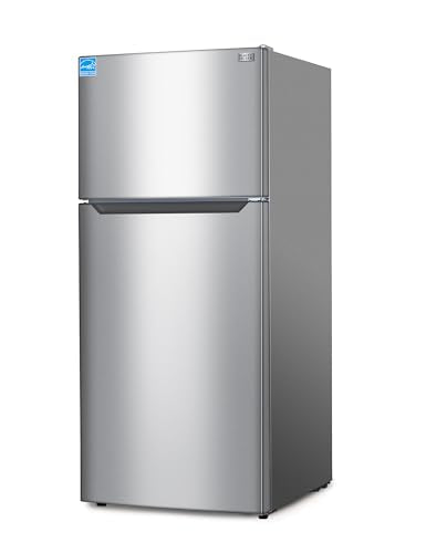 BLACK+DECKER 18.1 Cu. Ft. Top Mount Refrigerator with Freezer, 2 Door Refrigerator with Top Freezer and Adjustable Temperature Control, ENERGY STAR Certified, BR1810HS, Stainless Steel Look