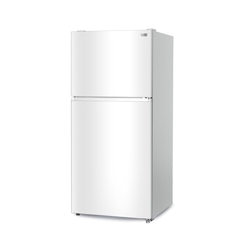 BLACK+DECKER 20.1 Cu. Ft. Top Mount Refrigerator with Ice Maker, 2-Door Refrigerator with Top Freezer, Freezer with Icemaker and Adjustable Temperature Control, ENERGY STAR, BR2010JIMW, White