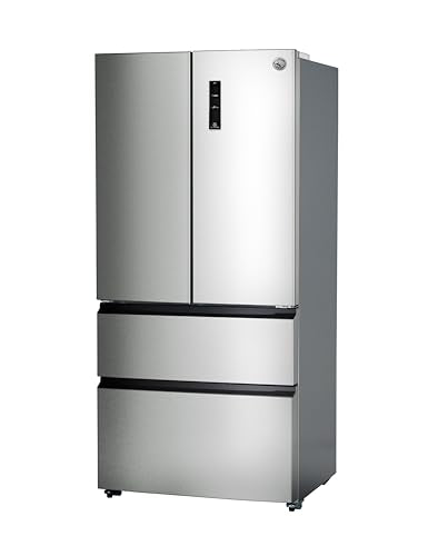 Commercial Cool 18.9 Cu. Ft. French Door Refrigerator, 33 Inch Wide Refrigerator with 2 Bottom Mount Freezer Drawers, Frost Free, LED Lighting, Digital Temperature Control, CCRF1890KS, Stainless Look
