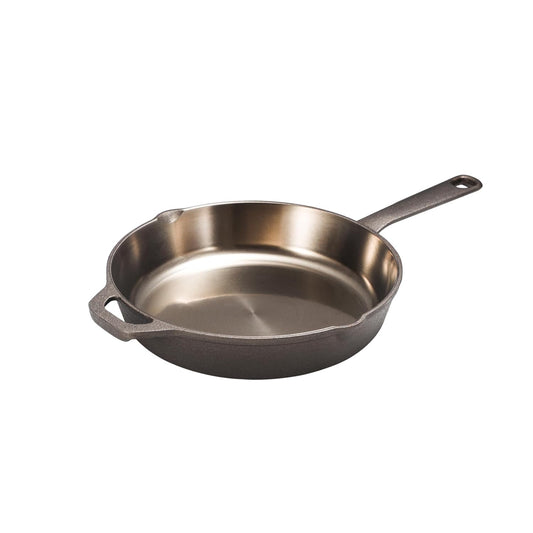 BLACK+DECKER 10.25" Cast Iron Skillet, Pre-Seasoned Frying Pan with Bronze Finish, Polished Interior, Cast Iron Pan Works on All Cooktops Including Induction, BDK201BR, Bronze