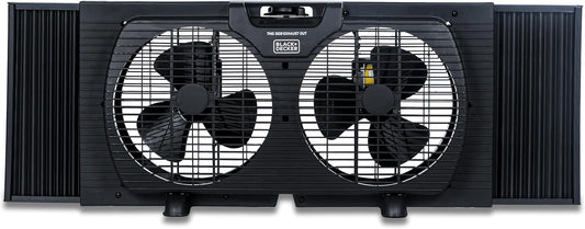 BLACK+DECKER 9" Dual Window Fan for Window Screen with 2 Speed Settings, Twin Window Fan with Mechanical Controls and Removable Legs, Horizontal Cooling Fan for Window