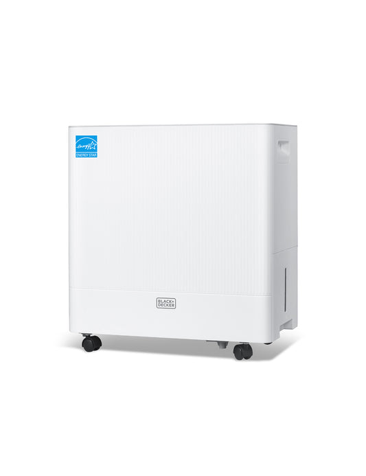 BLACK+DECKER Portable Dehumidifier with Built-in Pump, Extracts 50-Pint Per 24-Hours, Dehumidifier with Pump for up to 4500 Sq. Ft., 12.68-Pint Bucket, Energy Star Certified, BDM50PWCDA, White