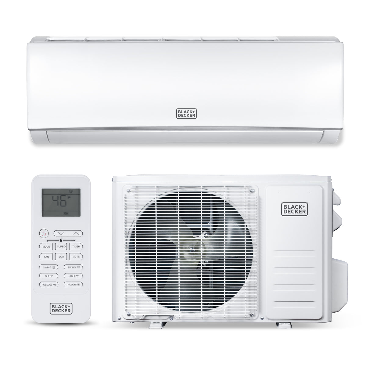 BLACK+DECKER 17,000 BTU Smart Mini Split Air Conditioner with Heat, Inverter Compressor, Wi-Fi, Voice Control, 17 SEER2, 4-in-1 AC Unit, App Available, Remote, 230V, BSA1720TC, White